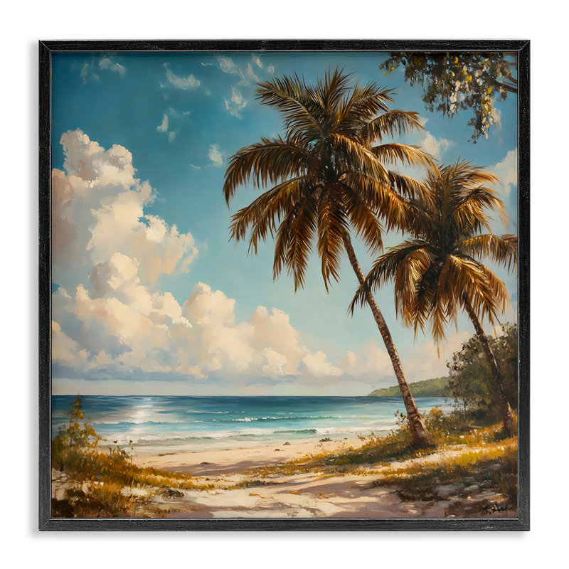 «Summer Beach with Two Palms», estampe numérique, design par LSR Creative Studio, H 17 po x l 17 po