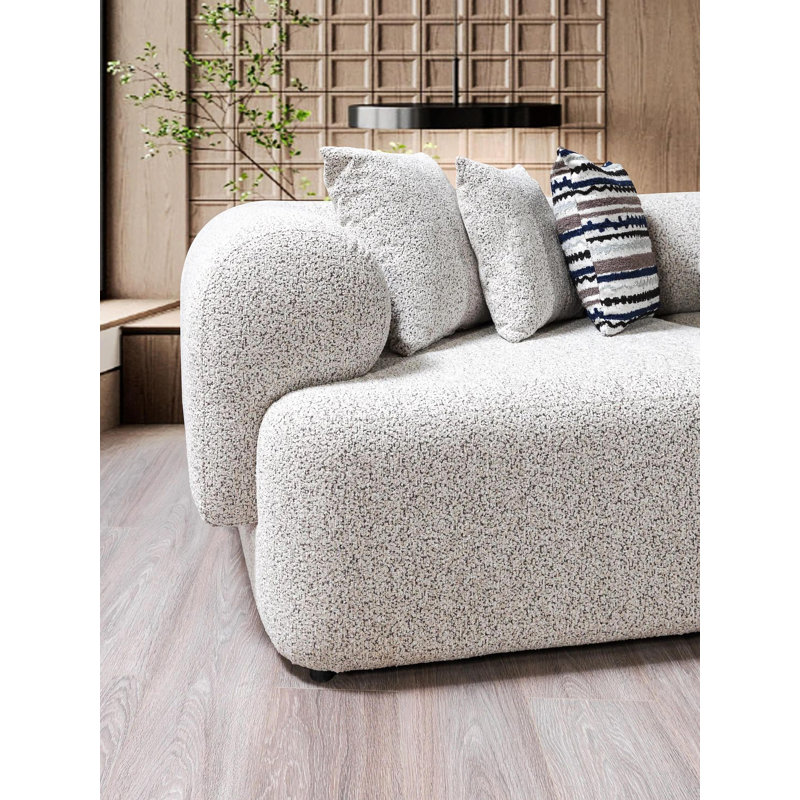 Canapé modulaire rembourré 3 pièces Leathie, Tissu crème