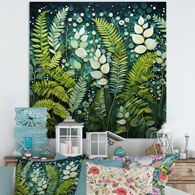Ferns Plant Ethereal Whispers II - Floral Print on Metal