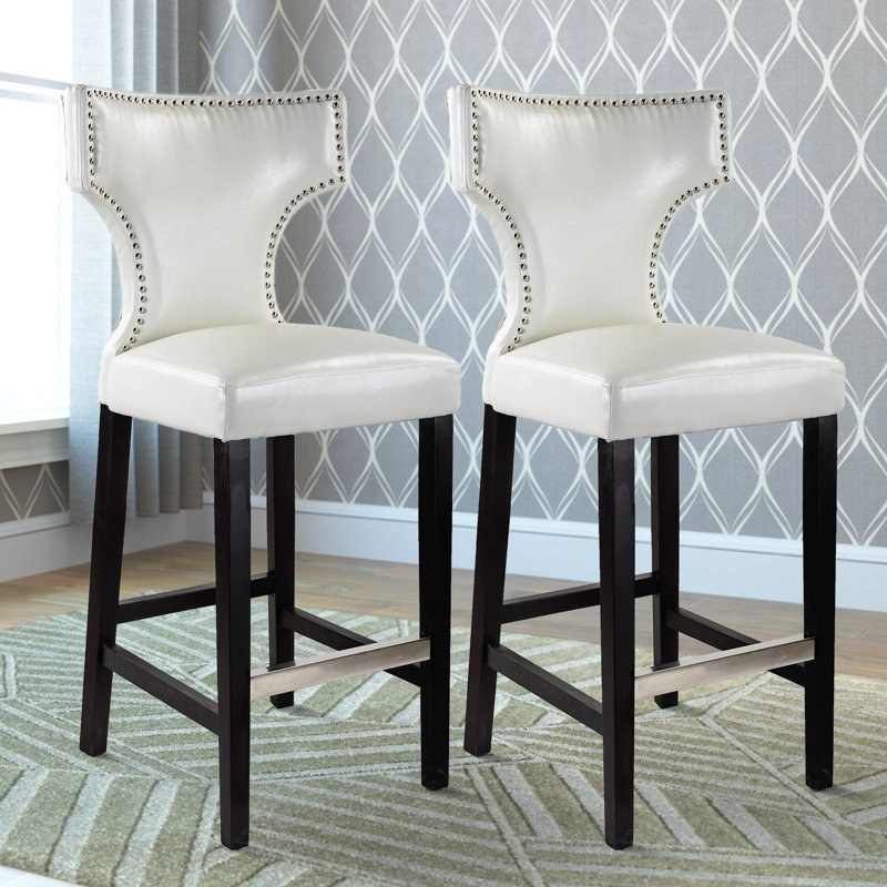 Eccleshall Upholstered Counter Stool with Solid Wood Frame, Bar Stool (29.25" Seat Height), Bright White