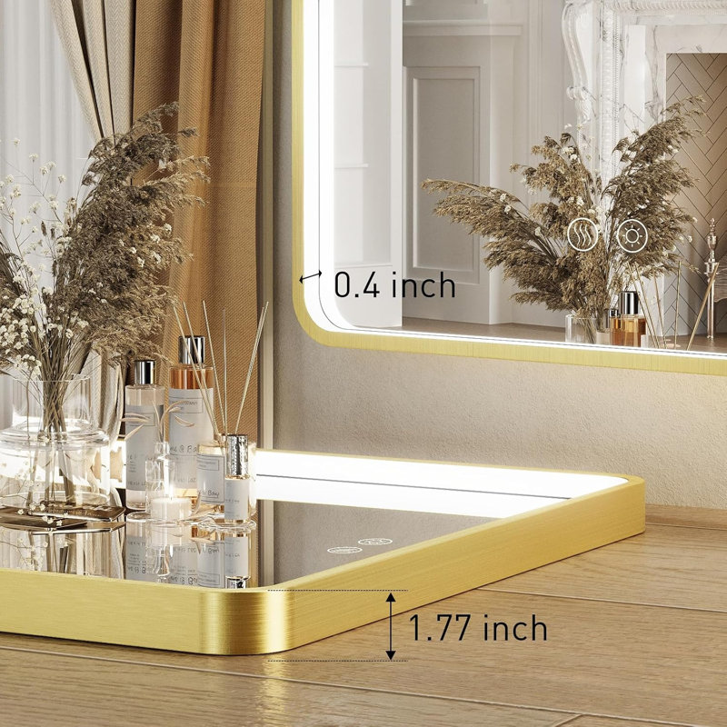Miroir à DEL arqué 40 po x 30 po pour salle de bain, homologué ETL