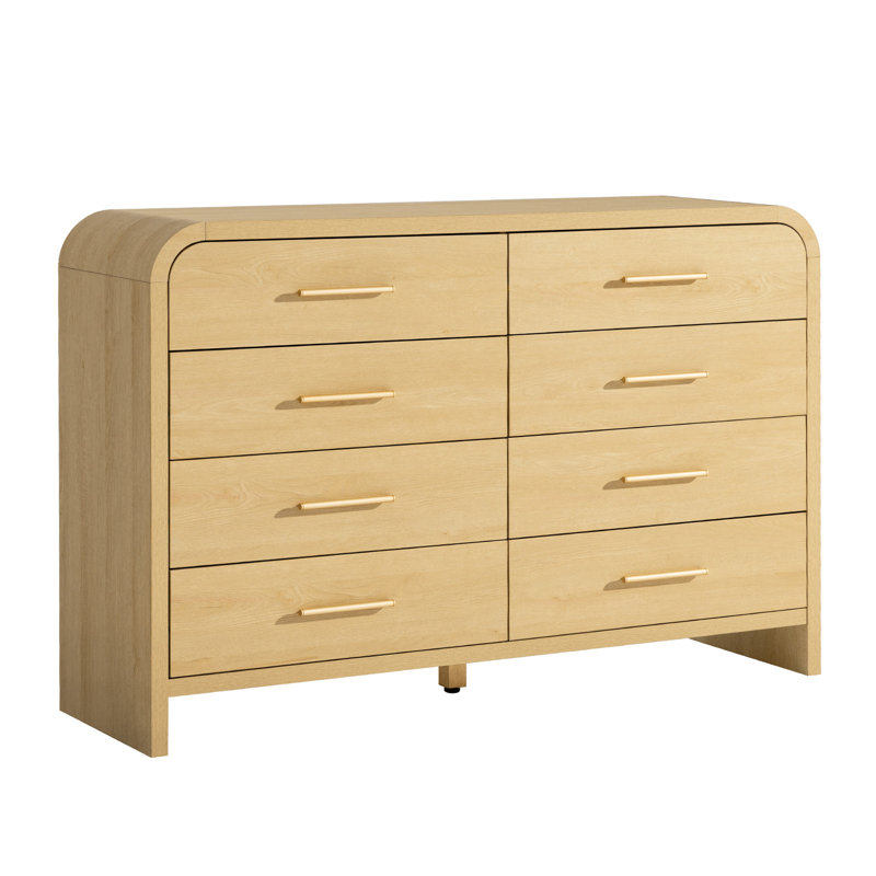 Commode 8 tiroirs 54 po, Chêne