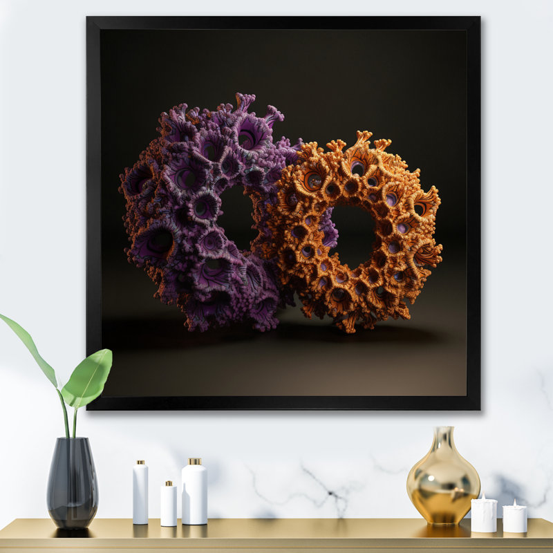 " Antosophylium 3D Coastal Creature ", 24" H x 24" W x 1" D, Black Single Picture Framed