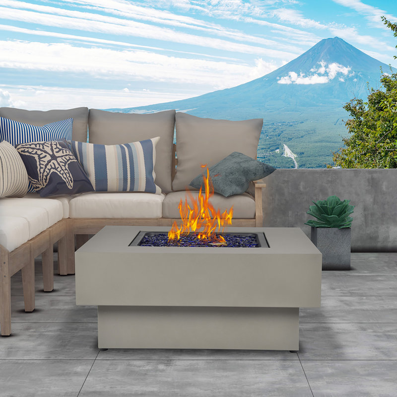 Caparro 14.5" H x 32.5" W Steel Propane Outdoor Fire Pit Table with Lid