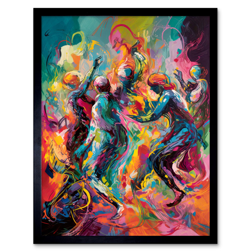 Lovene Abstract Figures Vibrant Dance Expression - Single Picture Frame Print