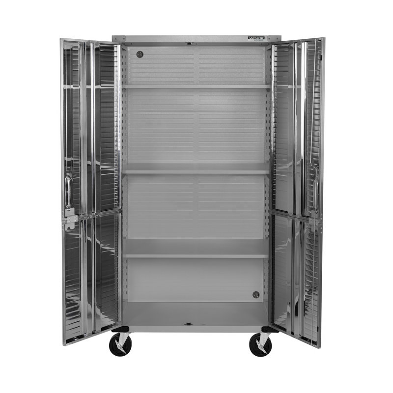 UltraHD Silver Steel Lockable Office Cabinet with Adjustable Shelving