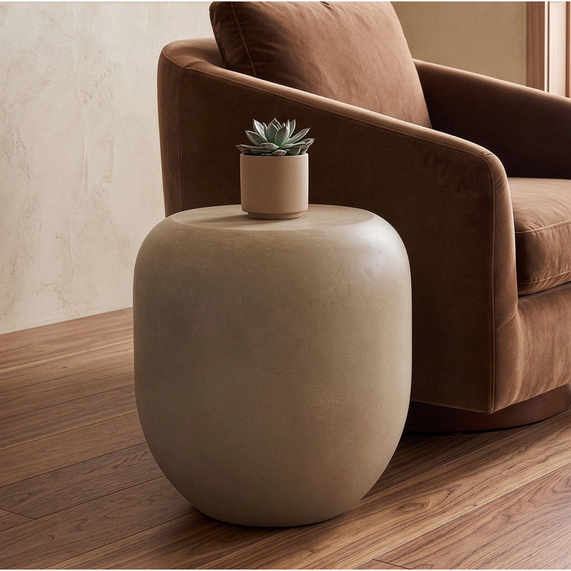Denny - Table de bout moderne en fibre beige