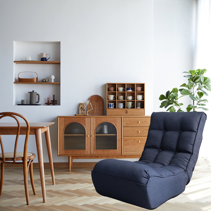 Fauteuil inclinable - rembourré de lin, chambre à coucher bleue ergonomique pliable, écoénergétique bleu marine