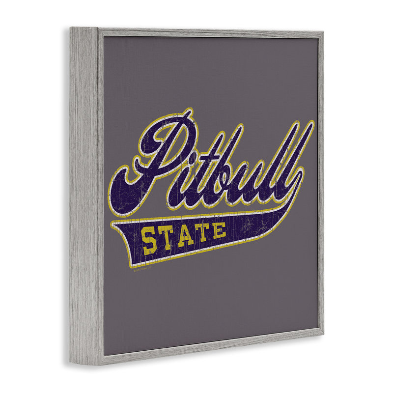 Estampe numérique de style universitaire de Pitbull par Spirit Animals / Life Is High, Cadre gris, H 12 po x l 12 po
