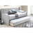 Button Gray Contemporary Burlap Day Bed For Bedroom, 82" Deep, 43" Wide, High, Quick Setup X 43", One Unit, Assembly