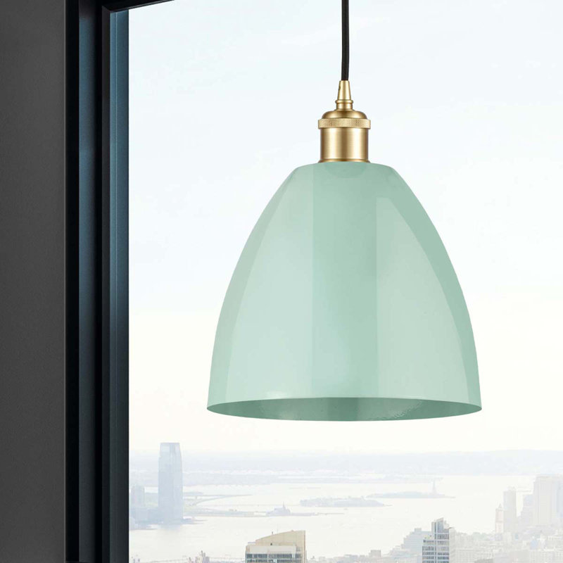 Luminaire suspendu en cristal 1 lumière, Bleu ciel, Or satiné