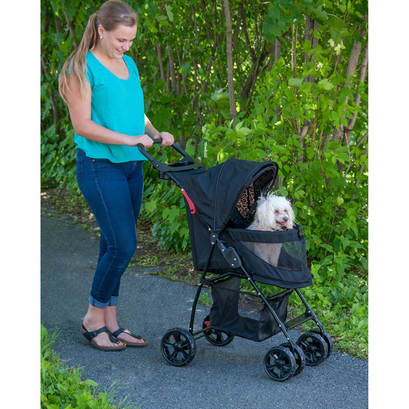 Black Foldable Pet Stroller with Panoramic Window