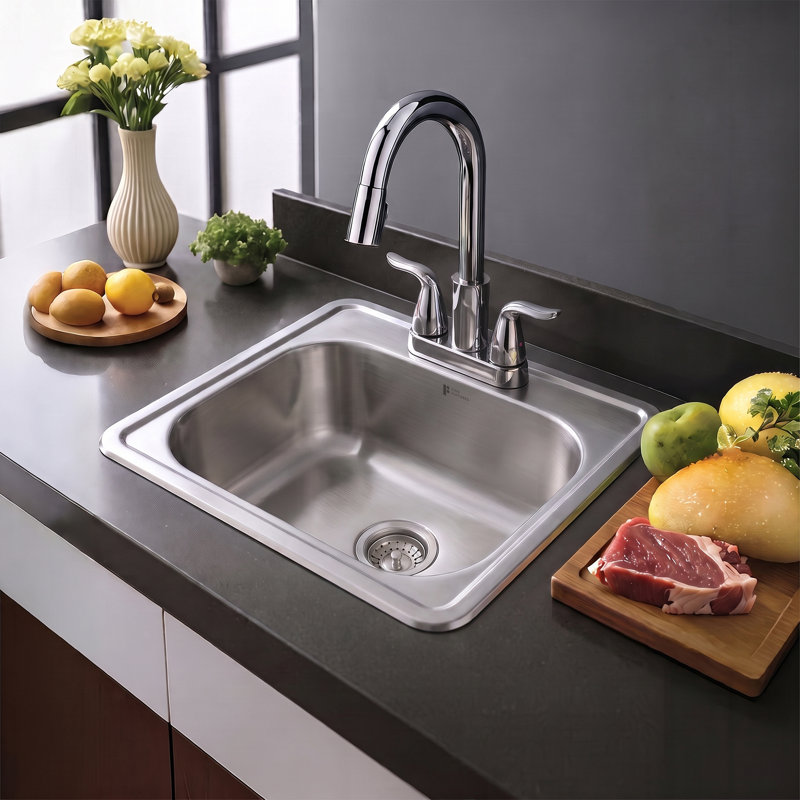 Évier de cuisine encastré en acier inoxydable Fine Fixtures, 3 trous