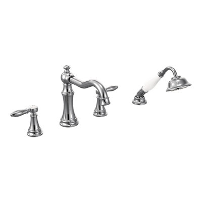 Weymouth Double Handle Deck Mounted Roman Tub Faucet Trim with Diverter and Handshower