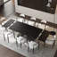Ensemble de table de salle à manger 9 pièces Recline avec table de salle à manger extensible en pierre frittée de 110,23 po et 8 chaises en tissu-563794079-564613086