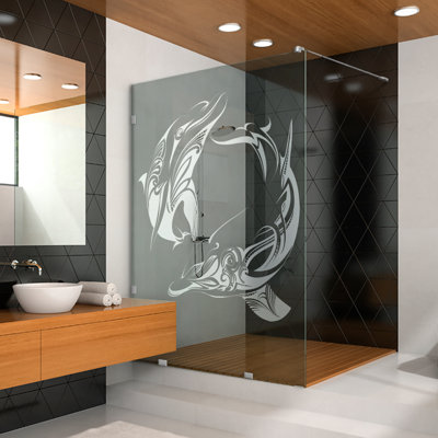 35-1/2 In W x 75 In H High-Clarity Tempered Glass Shower Panel with Laser Design