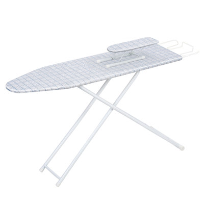 Ironing Board, Full-Size Foldable Ironing Board, Foldable Household Ironing Board, Extended Ironing Board Outside with Heat-Resistant Cover (42 inch, Blue Plaid Pattern)
