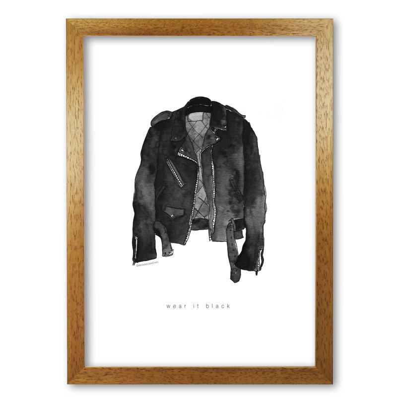 Wear It Black Leather Jacket - Print, 84.1 cm H x 59.4 cm W x 5 cm D, Honey Oak