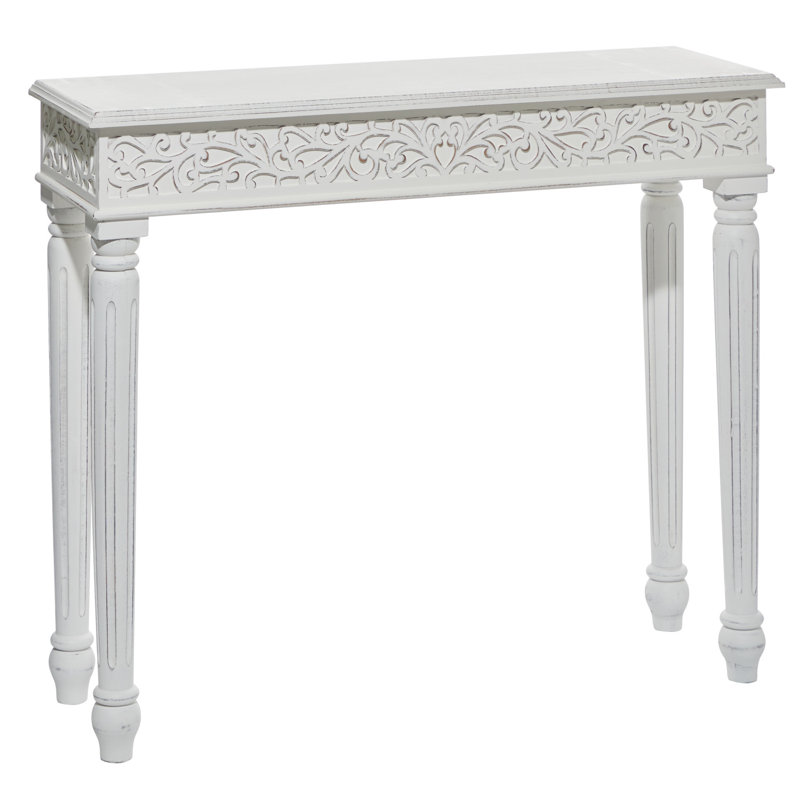 Console à volutes en bois finement sculptée, Blanc