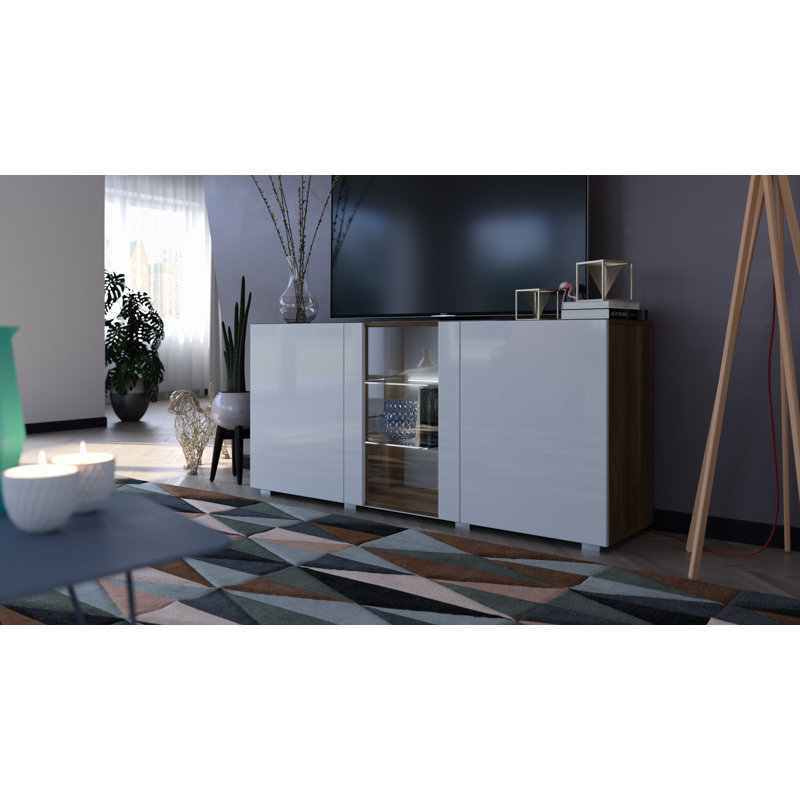 160cm Sideboard, Country Oak/White Gloss