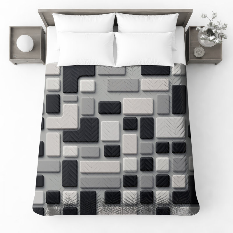 Couvre-lit matelassé à motif géométrique toutes tailles, Très grand lit