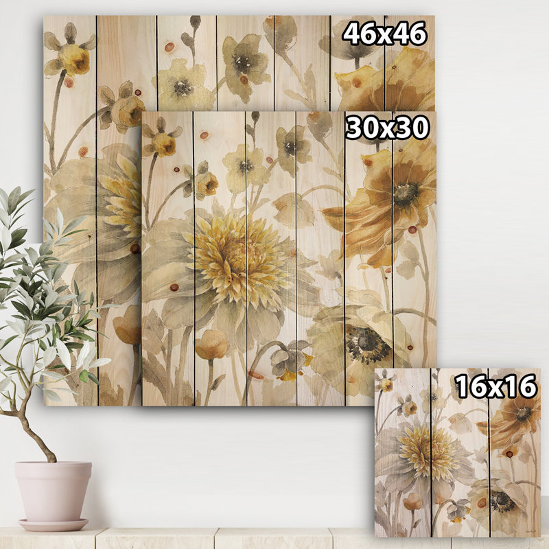 « fields of fleur vi », impression sur bois, H 16 po x l 16 po x P 1 po