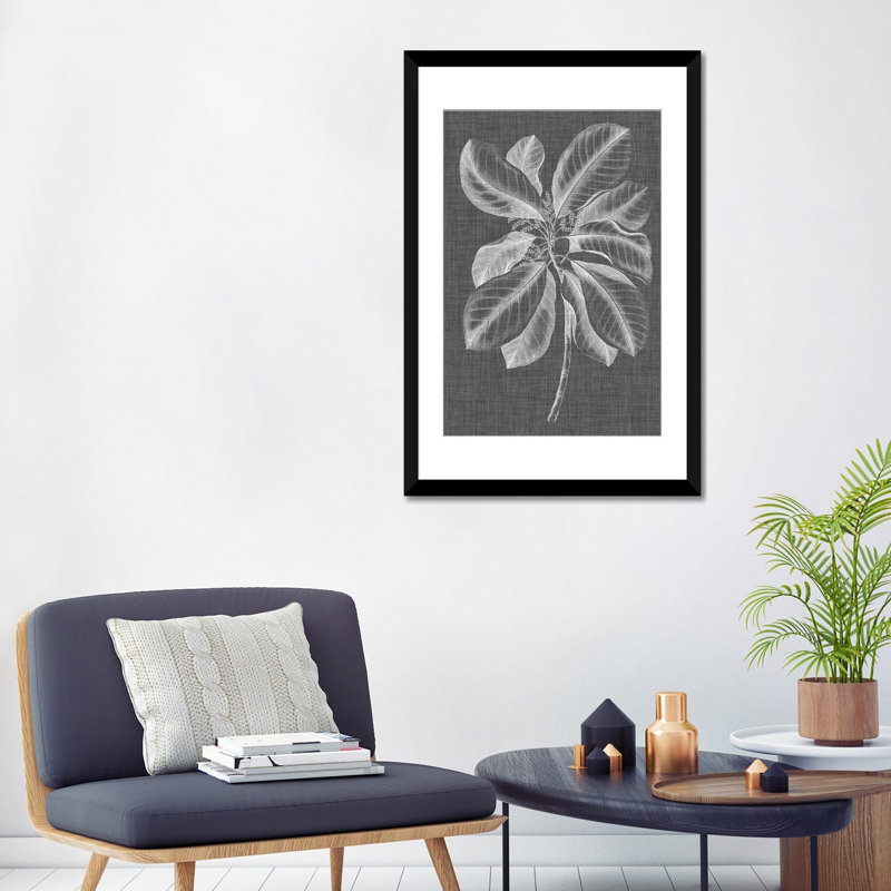 « graphique feuillage ii », reproduction d’impression sur toile tendue, H 24 po x l 16 po x P 1 po, Papier d'art encadré noir