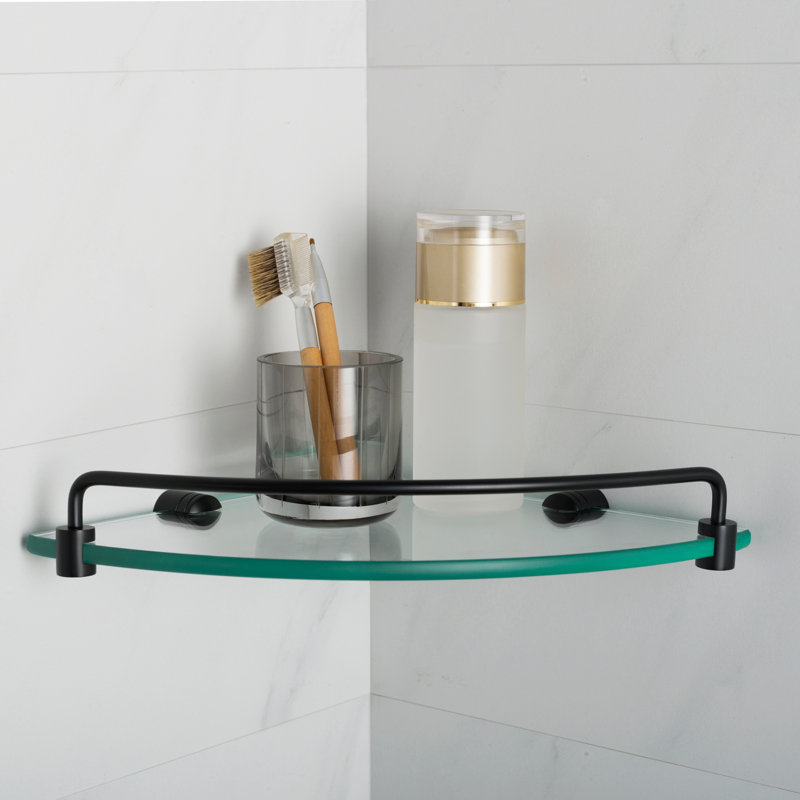 Elie Triangle Metal Corner Shelf, Matte Black