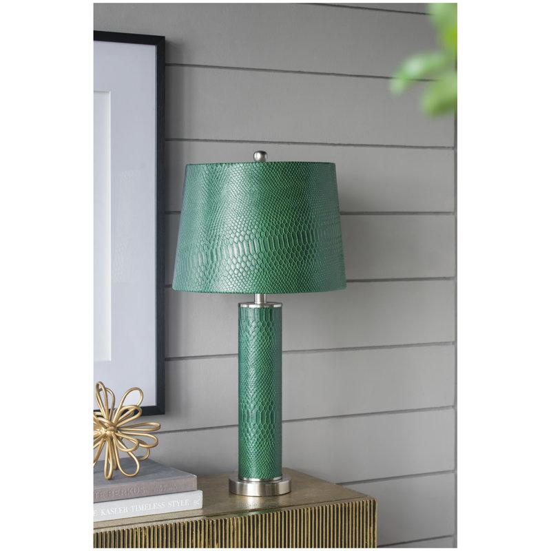 14x14x27" Leather Table Lamp