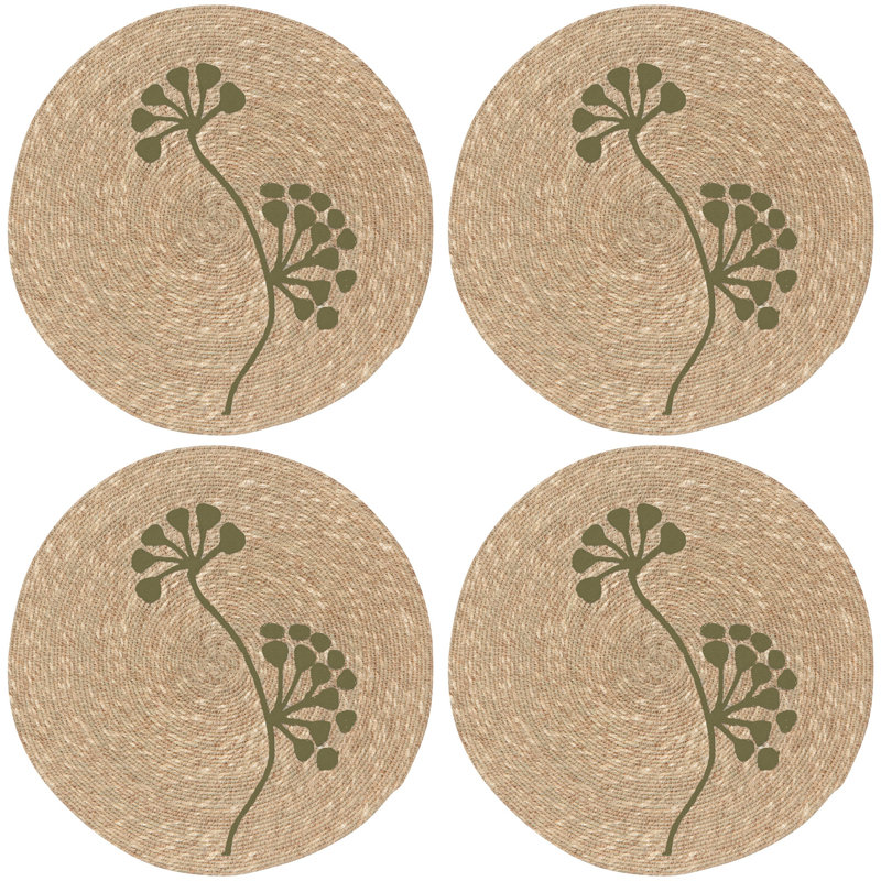 Ensemble de 4 napperons en ruppie maritime Flora olive
