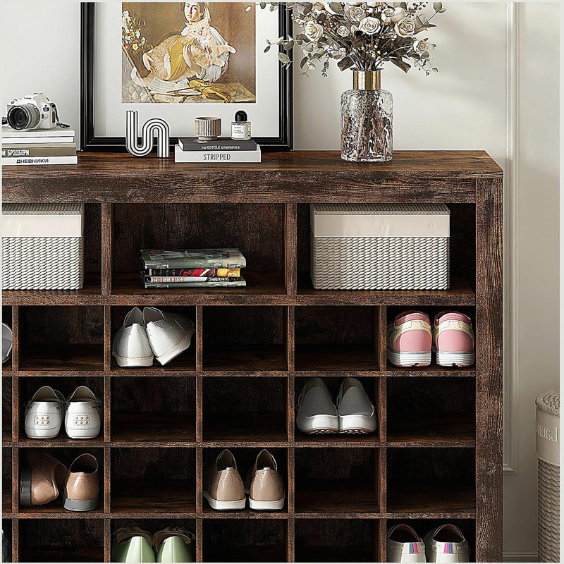 Buffet rustique brun avec rangement pour chaussures, Brun rustique