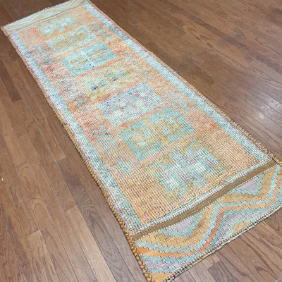  Handmade Turkish Oushak Wool Runner