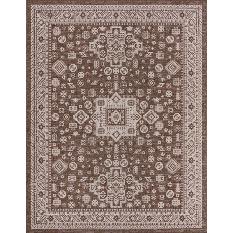 Tapis d'intérieur / extérieur brun Danera, Rectangle 10 pi x 13 pi