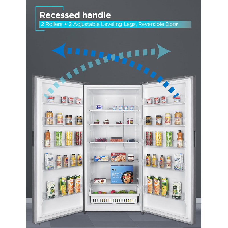 BLACK+DECKER 21.2 Cu. Ft. Convertible Freezer Refrigerator, Upright Freezer with Glass Shelves, Reversible Door, ENERGY STAR rated, Frost Free, BUC2120MS, Stainless Look