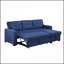 Canapé modulaire coulissant en lin avec méridienne et rangement Lit simple - idéal pour les salons | Bleu | Accoudoirs carrés | Lin-121324696
