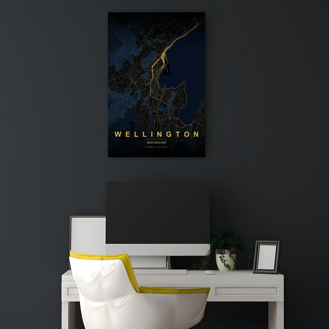 Wellington Map Abstract Geometric Minimalist City Wall Art Print