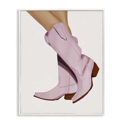 Art de giclée de bottes de cow-boy rose pastel par Saba Rauf