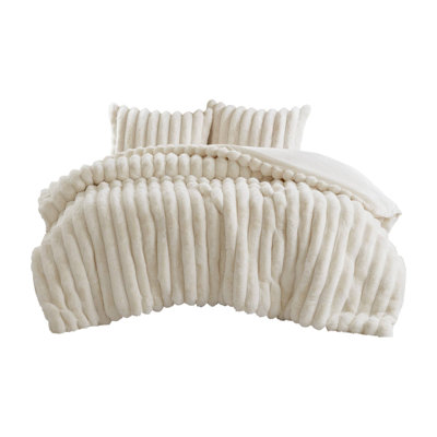 Luxurious Ivory Faux Fur Bedding Set For Cozy Home Comfort