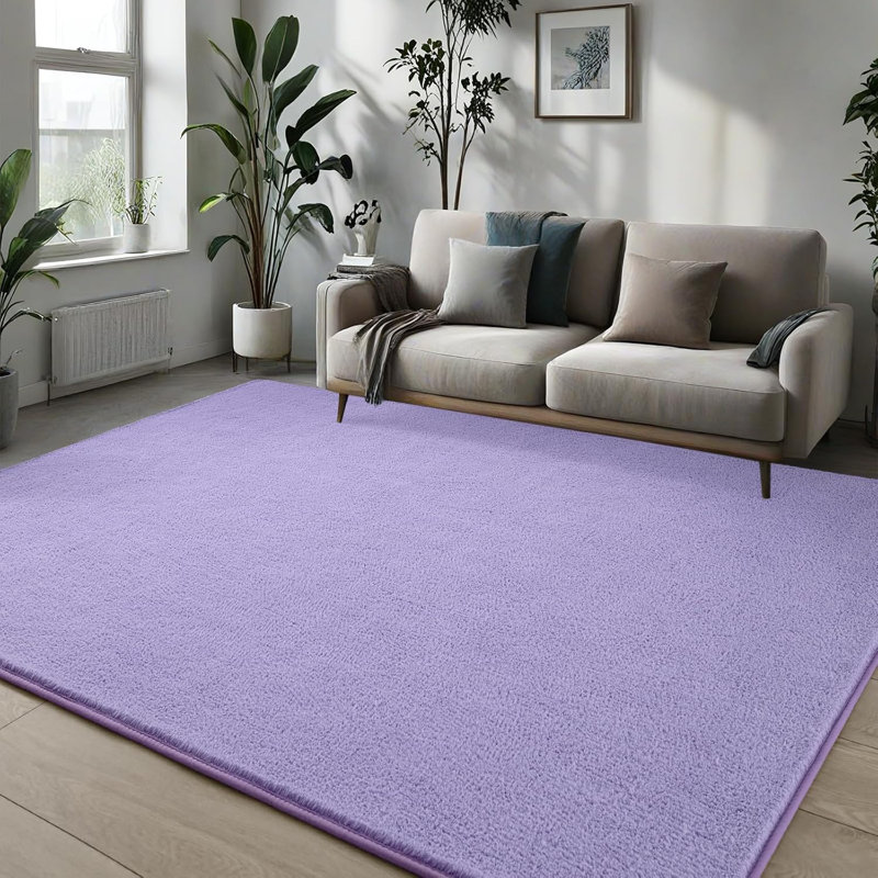 Solid Colour Shag Area Rug, Rectangle 153 x 215 cm, Purple