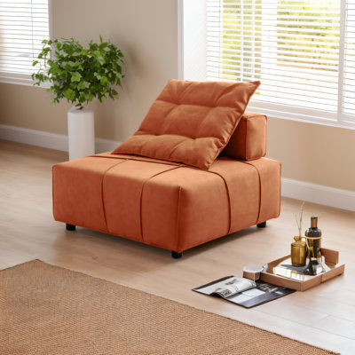 33.1'' Modern Modular Armless Lounge Chair with Removable Backrest and Roly-Poly Design
