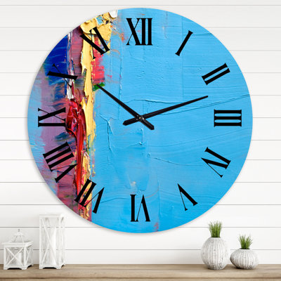 Huile brossée Colorfields III - Horloge murale moderne
