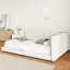Grand lit tapissier beige - Ports pour gadgets et base avec combinaison de lin et de bois-2092077764-2092077762
