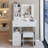 Compact Vanity Table with LED Mirror & Storage Drawers -Dressing Table with Cushioned Stool-232371230