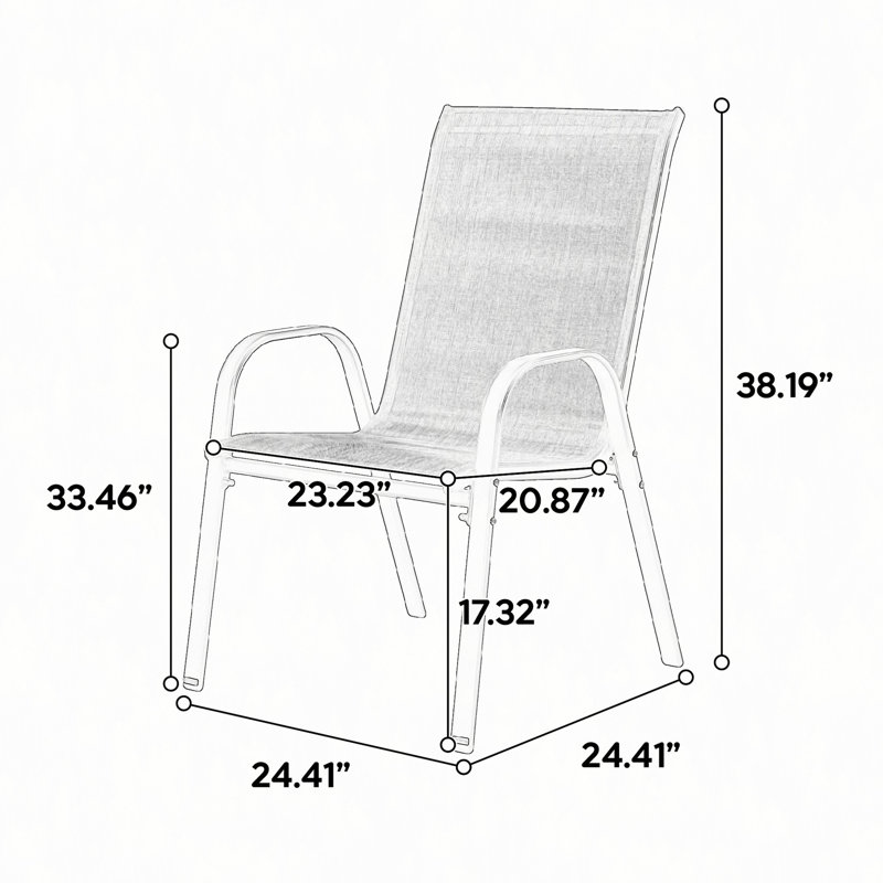 8 chaises de patio, chaises de camping d'extérieur en tissu respirant Textilene, ensemble de 2 chaises de jardin avec accoudoirs à dossier haut pour patio de jardin