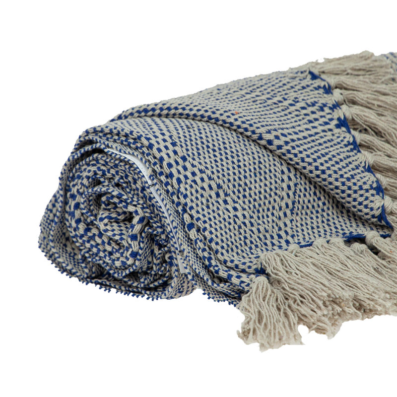  Jeté 100% coton Diamond, Géométrique bleu 1