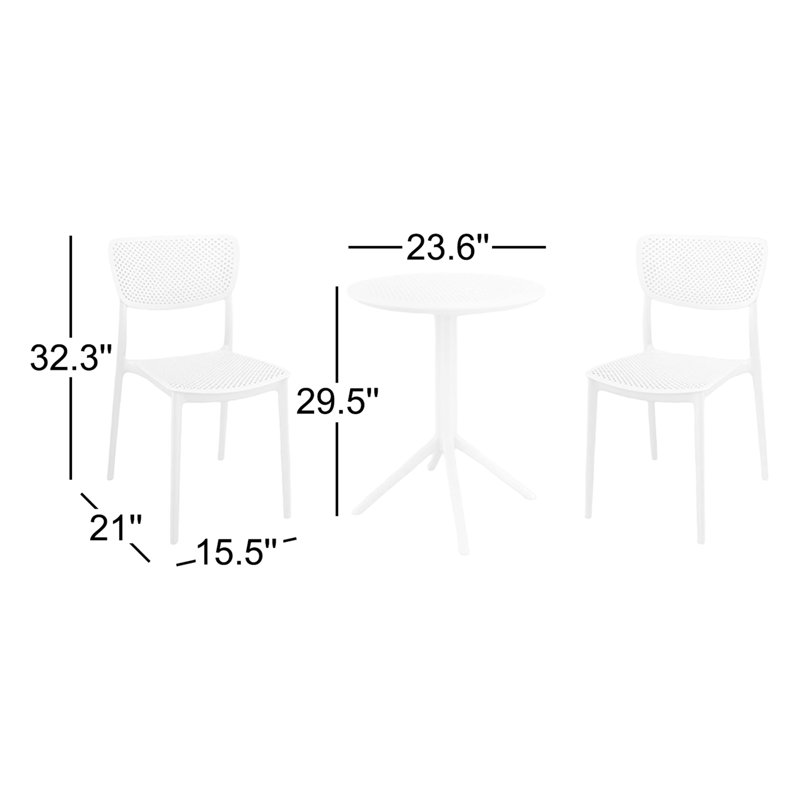 Ensemble bistro en plastique avec table pliable 23,6 po Farrah, Vert olive