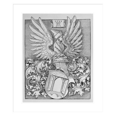 Coat of Arms of the Durer Family with the artist's monogram and space for an inscription by Albrecht Dürer -Framed Giclee Print