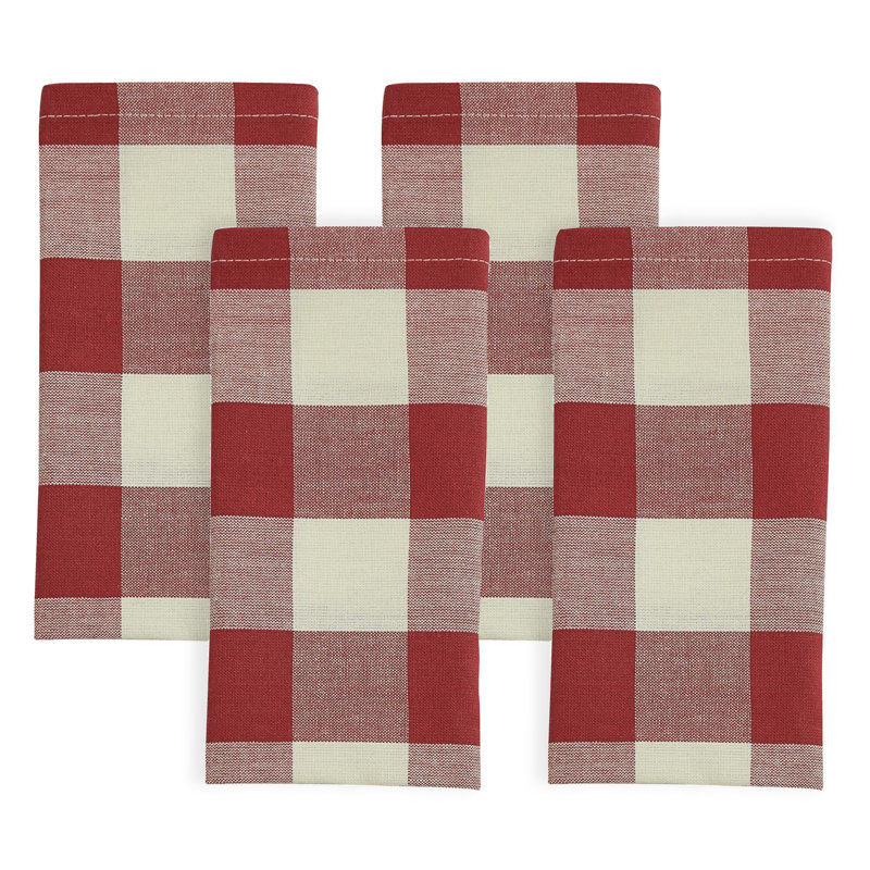  Red and Cream Buffalo Check Napkin Set of 4, Red/Cream