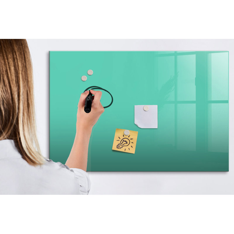 Magnetic Glass Dry Erase Board, Turquoise