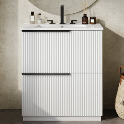 Meuble-lavabo de salle de bain avec lavabo et 2 tiroirs d'extension